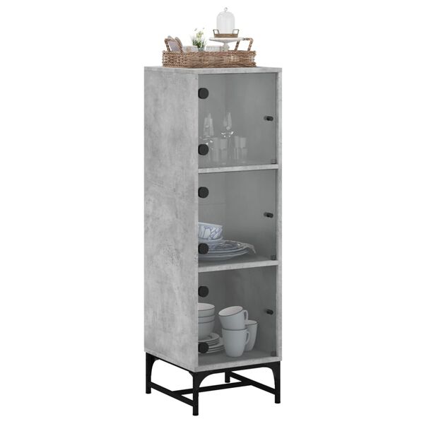 vidaXL Buffet avec portes en verre gris b&eacute;ton 35x37x120 cm