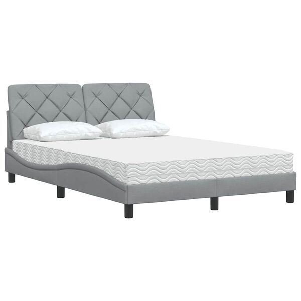vidaXL Lit avec matelas gris clair 120x200 cm tissu