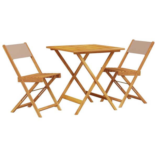vidaXL Ensemble de bistro 3 pcs taupe tissu et bois massif