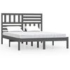 vidaXL Cadre de lit sans matelas gris 135x190 cm bois de pin massif