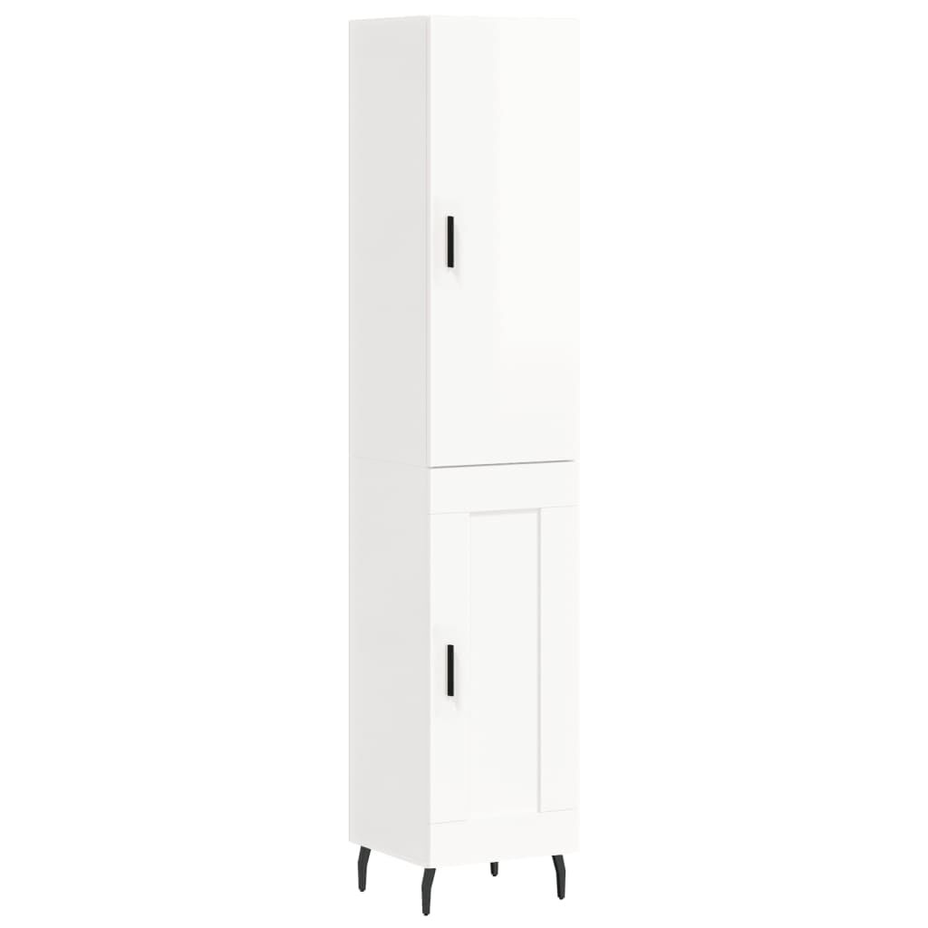 vidaXL Buffet haut Blanc brillant 34,5x34x180 cm Bois d'ingénierie
