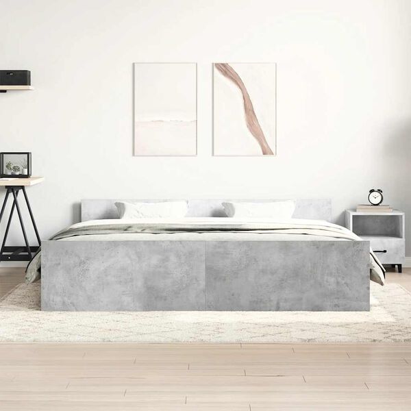 vidaXL Cadre de lit sans matelas gris béton 200x200 cm