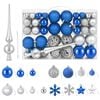 vidaXL Ensemble de boules de No&euml;l 111 pc Bleu et argent&eacute; 6 cm