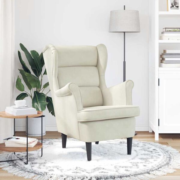 vidaXL Fauteuil blanc cr&egrave;me velours