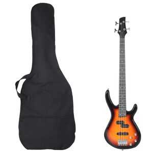 vidaXL Guitare basse &eacute;lectrique de d&eacute;butants sac brun et noir 4/4 46"