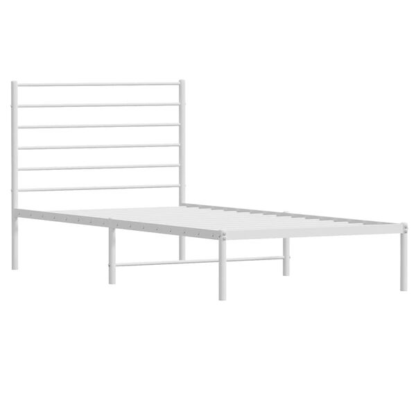 vidaXL Cadre de lit m&eacute;tal sans matelas et t&ecirc;te de lit blanc 100x190 cm