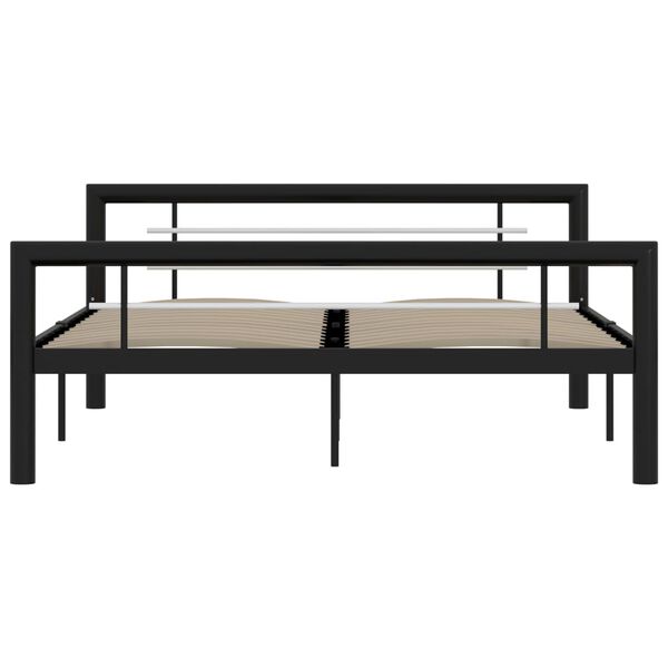 vidaXL Cadre de lit sans matelas noir et blanc m&eacute;tal 120x200 cm
