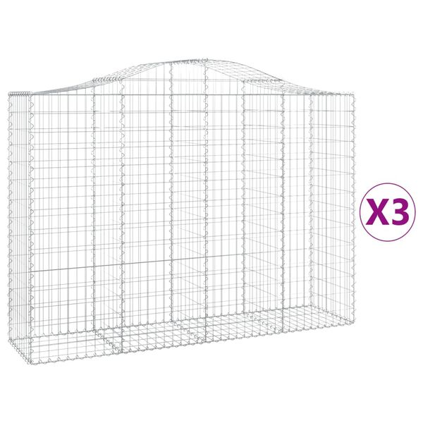 vidaXL Paniers à gabions arqués 3 pcs 200x50x140/160 cm Fer galvanisé