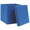 vidaXL Bo&icirc;tes de rangement avec couvercle 10 pcs Bleu 32x32x32cm Tissu