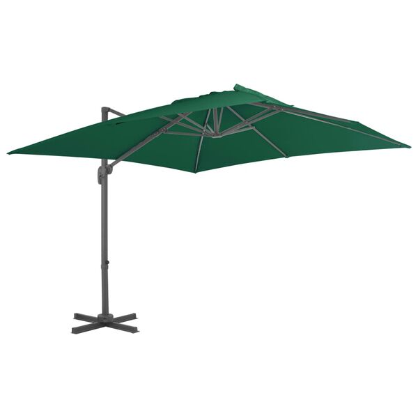 vidaXL Parasol de jardin en porte-&agrave;-faux et poteau en aluminium vert