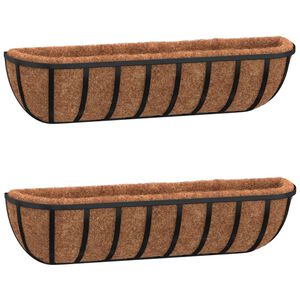 vidaXL Jardini&egrave;res murales 2 pcs en coco noir 76x21x16 cm acier