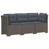 vidaXL Canap&eacute; de jardin 3 places avec coussins look rattan PP