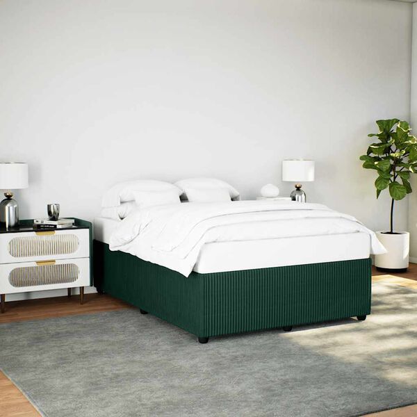 vidaXL Cadre de lit sans matelas vert fonc&eacute; 140x200 cm velours