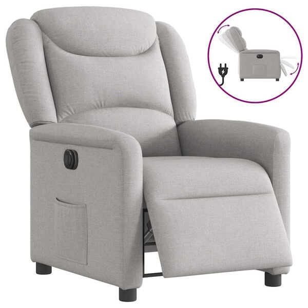 vidaXL Fauteuil inclinable électrique gris nuage tissu