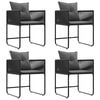 vidaXL Chaise avec coussin 4 pcs Noir et anthracite Rotin PE