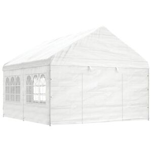 vidaXL Belv&eacute;d&egrave;re avec toit blanc 4,46x4,08x3,22 m poly&eacute;thyl&egrave;ne