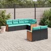 vidaXL Salon de jardin 7 pcs avec coussins noir résine tressée