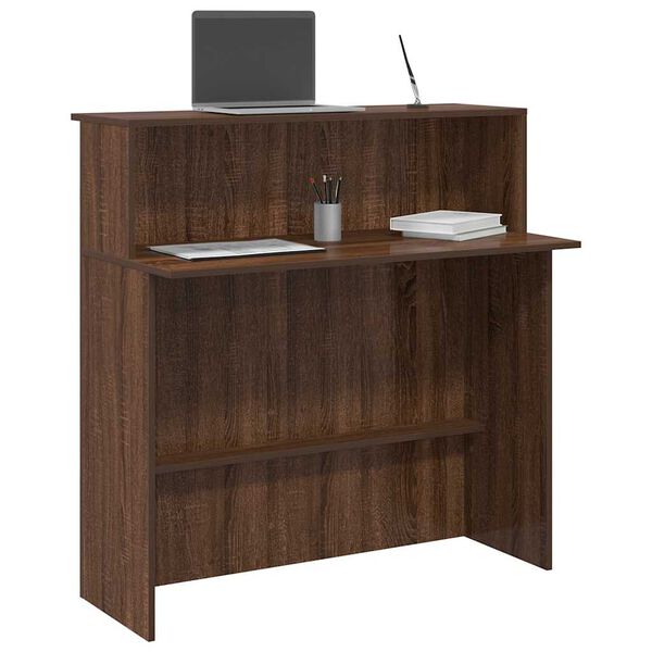 vidaXL Bureau de r&eacute;ception ch&ecirc;ne brun 100x50x103,5cm bois d'ing&eacute;nierie
