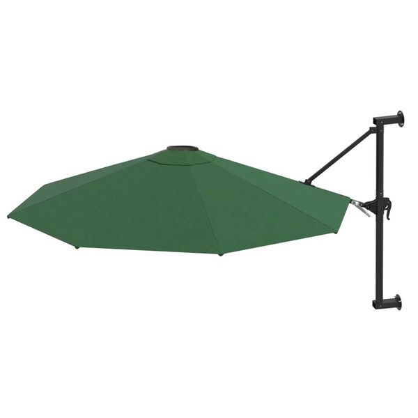 vidaXL Parasol mural avec m&acirc;t m&eacute;tallique 300 cm Vert