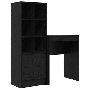 vidaXL Bureau avec tiroir avec &eacute;tag&egrave;re avec stockage 2 pcs Ch&ecirc;ne noir