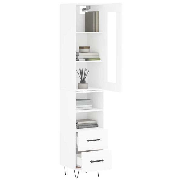 vidaXL Buffet haut Blanc 34,5x34x180 cm Bois d'ing&eacute;nierie
