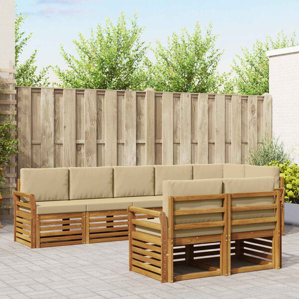 vidaXL Ensembles de canap&eacute;s avec coussin 8 pcs Naturel et Beige