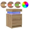 vidaXL Tables de chevet avec LED 2 pcs ch&ecirc;ne artisanal bois ing&eacute;nierie