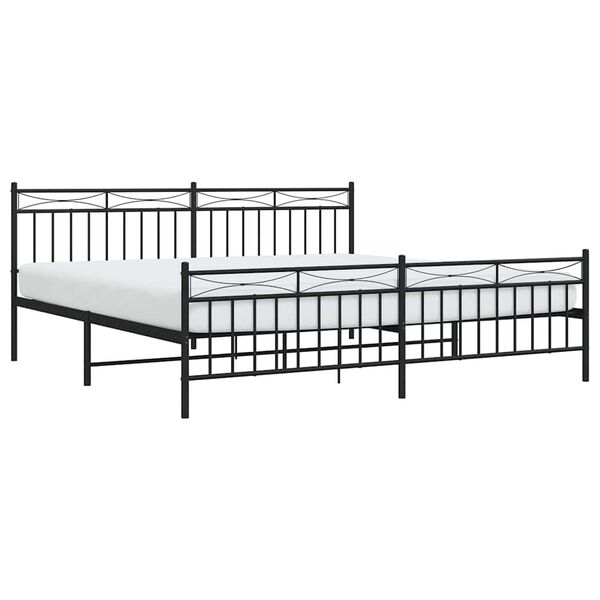 vidaXL Cadre de lit m&eacute;tal sans matelas avec pied de lit noir 193x203cm