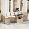 vidaXL Ensemble de canap&eacute; de jardin 8 pcs Beige Poly Rattan