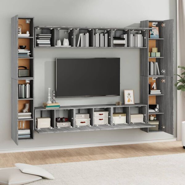 vidaXL Ensemble de meubles TV 10 pcs Sonoma gris Bois d'ing&eacute;nierie