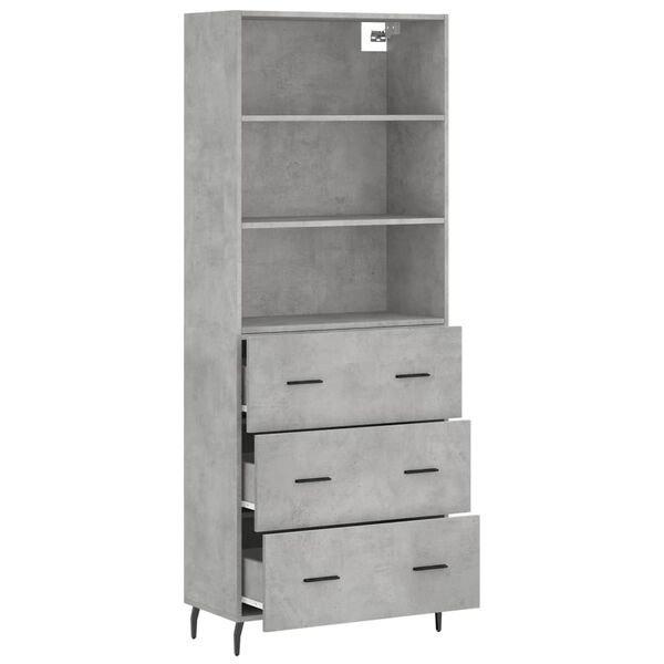 vidaXL Buffet haut Gris b&eacute;ton 69,5x34x180 cm Bois d'ing&eacute;nierie