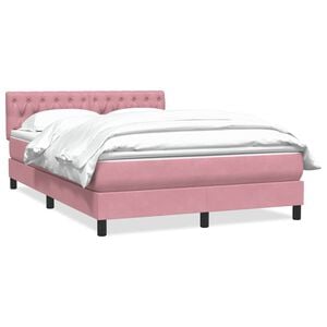 vidaXL Sommier &agrave; lattes de lit avec matelas rose 160x210 cm velours