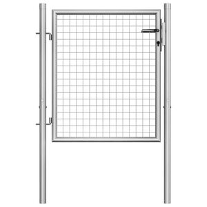 vidaXL Portail de jardin en acier galvanis&eacute; 105x75 cm argent