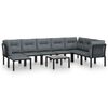 vidaXL Salon de jardin 9 pcs noir et gris r&eacute;sine tress&eacute;e