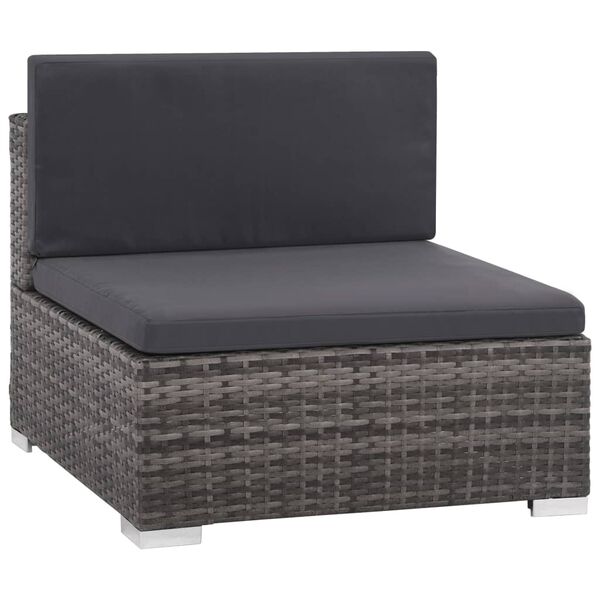vidaXL Salon de jardin 6 pcs avec coussins r&eacute;sine tress&eacute;e gris