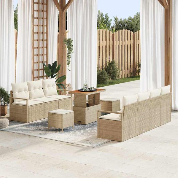 vidaXL Ensemble de canapé de jardin avec coussin 10 pcs Beige et crème
