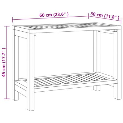vidaXL Table d'appoint de salle de bain 60x30x45cm bois de teck solide
