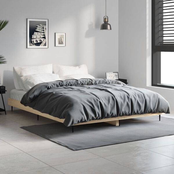 vidaXL Cadre de lit sans matelas ch&ecirc;ne sonoma 140x190 cm