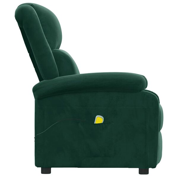 vidaXL Fauteuil de massage Vert fonc&eacute; velours