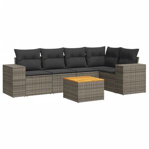 vidaXL Salon de jardin 6 pcs avec coussins gris r&eacute;sine tress&eacute;e