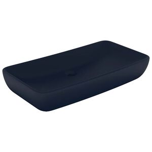 vidaXL Lavabo de luxe rectangulaire Bleu fonc&eacute; mat 71x38 cm C&eacute;ramique