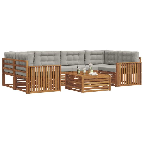 vidaXL Ensemble de canap&eacute;s d'ext&eacute;rieur 7 pcs Gris Naturel et Clair