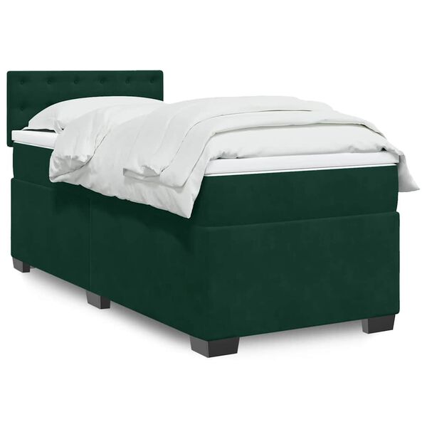 vidaXL Sommier &agrave; lattes de lit avec matelas Vert fonc&eacute; 90x200 cm