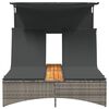vidaXL Chaise longue double et auvent et coussins gris résine tressée