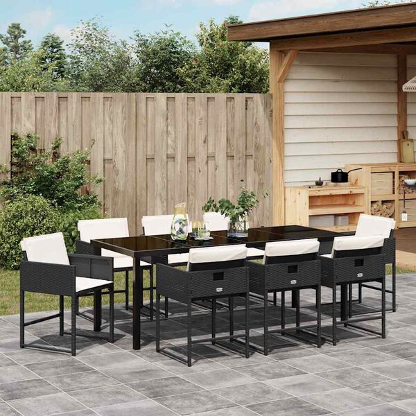 vidaXL Ensemble de salle &agrave; manger pour jardin 9 pcs Noir polyrotin