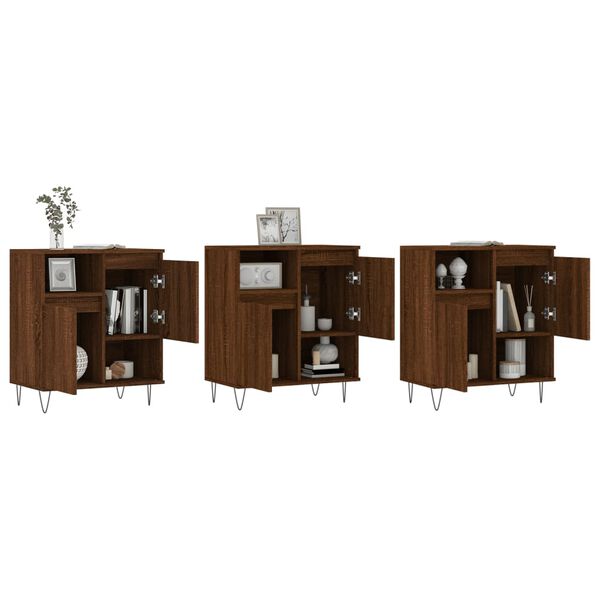 vidaXL Buffets 3 pcs Ch&ecirc;ne marron Bois d'ing&eacute;nierie