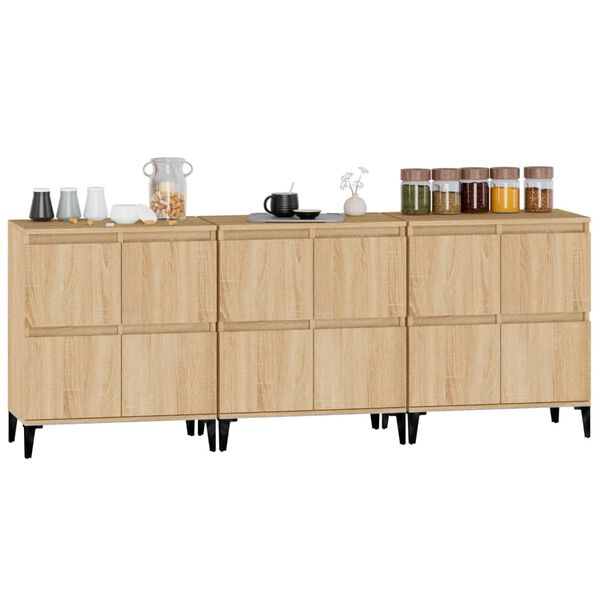 vidaXL Buffets 3 pcs chêne sonoma 60x35x70 cm bois d'ingénierie
