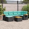 vidaXL Salon de jardin 6 pcs avec coussins noir r&eacute;sine tress&eacute;e