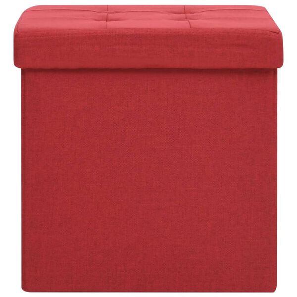 vidaXL Tabouret de rangement pliable Rouge bordeaux Faux lin