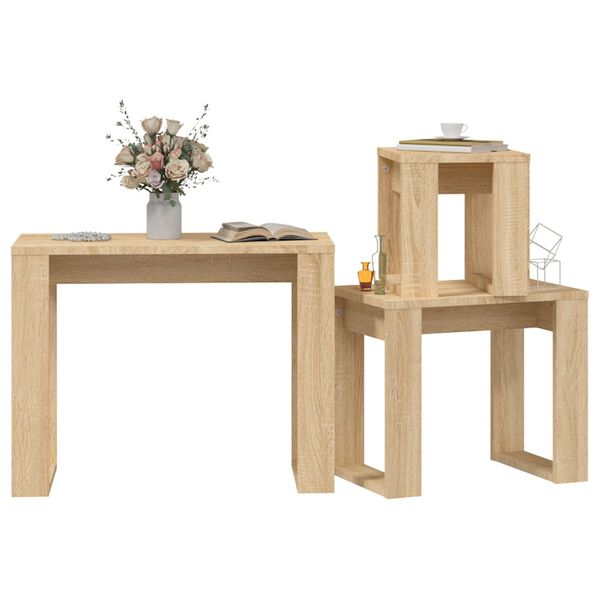 vidaXL Tables gigognes 3 pcs Chêne sonoma Bois d'ingénierie